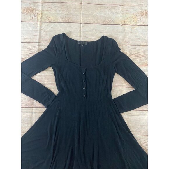 Lulu's Women's 1/2 Button Front Long Sleeve Fit And FLare Dress - Small - Picture 2 of 12